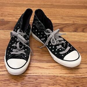 Converse Chuck Taylor All Star Hi Black Polka Dot Suede Women Size 7 Streetwear